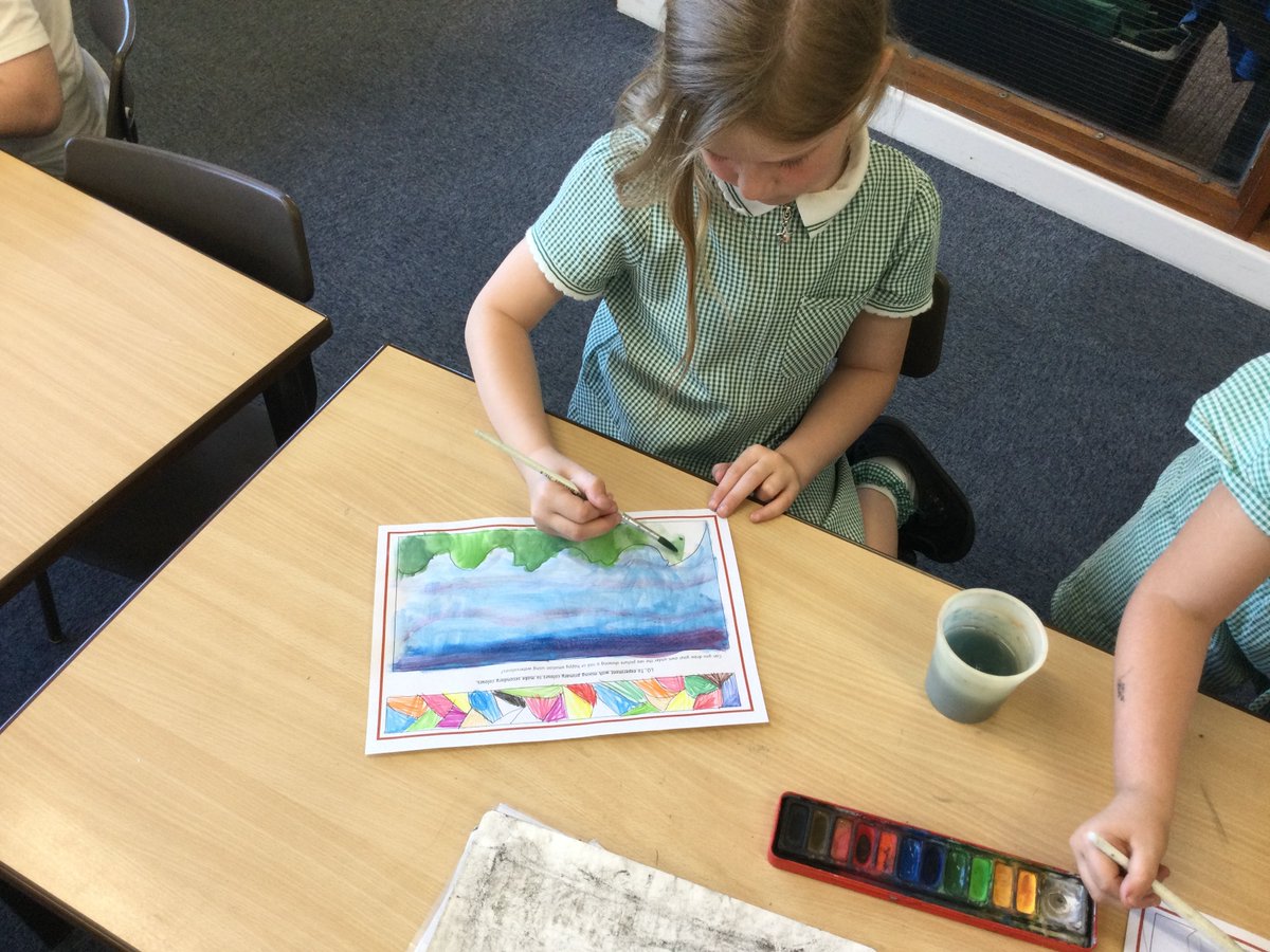 In year 1, we have been experimenting with mixing primary colours to make secondary colours in art to create different moods. We have used the book "The Rainbow Fish" to inspire our work.