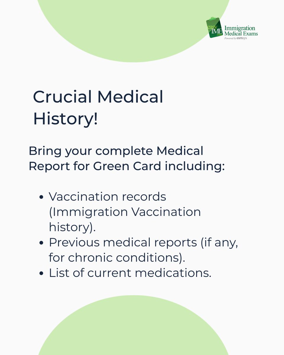 easyIME's tweet image. Prepping for your Immigration Physical Exam?
Get ready the smart way with easyIME!
#ImmigrationPhysical #GreenCardMedical #WhatToBring #USCIS #easyIME #MedicalCheckup #PrepareSmart
