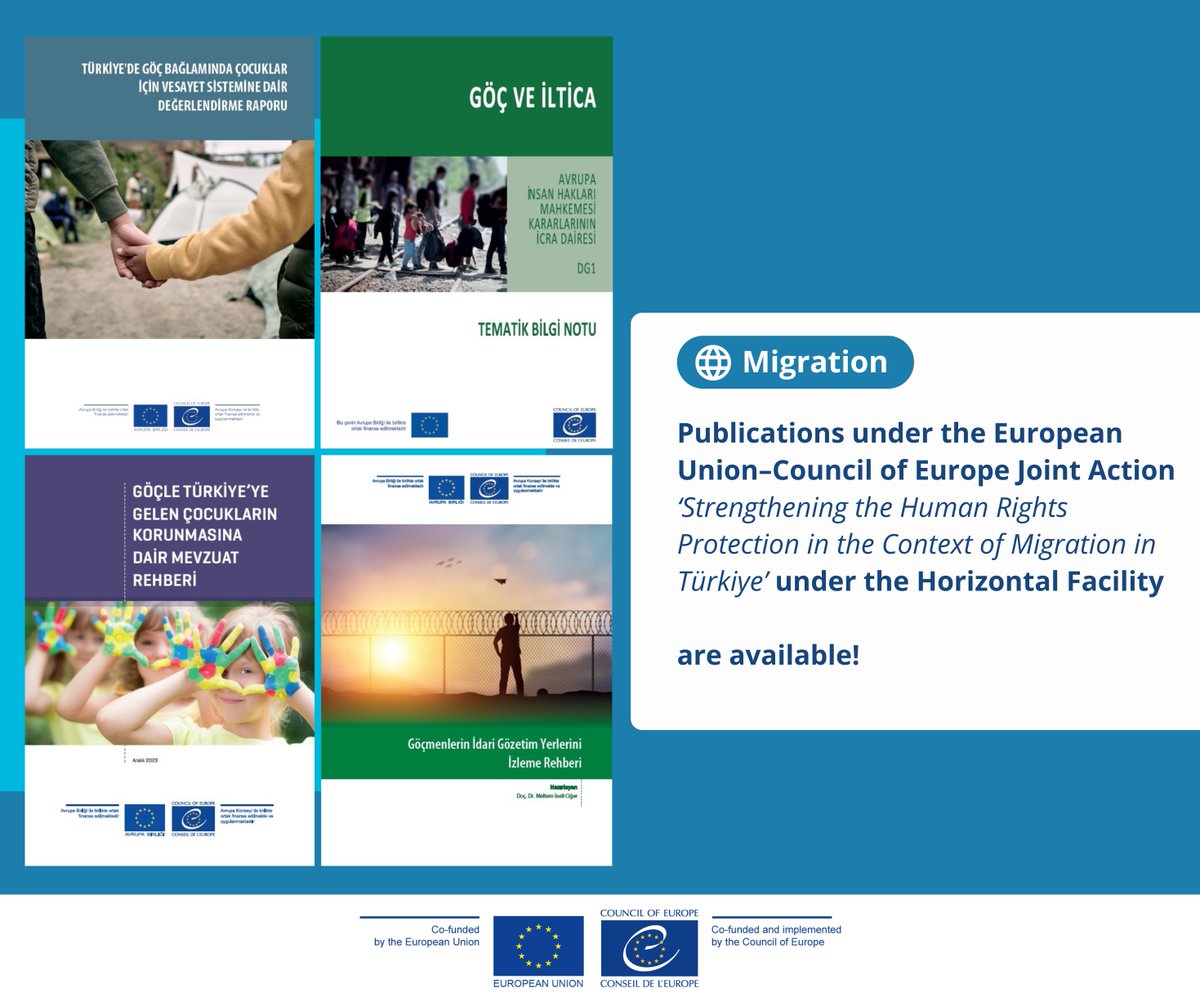 Council of Europe Programme Office in Ankara (@coe_ankara) on Twitter photo 📢On the occasion of #WorldRefugeeDay, have a look at the key publications under the EU–CoE Joint Action <a href="/CoE_EU_HF/">Horizontal Facility</a> ‘Strengthening the Human Rights Protection in the Context of Migration in Türkiye’.
<a href="/EUDelegationTur/">AB Türkiye Delegasyonu🇪🇺EU Delegation to Türkiye</a> <a href="/coe/">Council of Europe</a>
🔎For more details: go.coe.int/M33L4 📢On the occasion of #WorldRefugeeDay, have a look at the key publications under the EU–CoE Joint Action <a href="/CoE_EU_HF/">Horizontal Facility</a> ‘Strengthening the Human Rights Protection in the Context of Migration in Türkiye’.
<a href="/EUDelegationTur/">AB Türkiye Delegasyonu🇪🇺EU Delegation to Türkiye</a> <a href="/coe/">Council of Europe</a>
🔎For more details: go.coe.int/M33L4