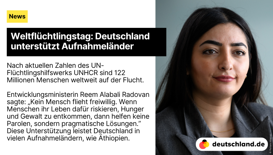 +++ #Weltflüchtlingstag: Deutschland unterstützt Aufnahmeländer

🇩🇪 Hier findest du die wichtigsten Informationen über die #Außenpolitik und internationalen Beziehungen Deutschlands.

👉deutschland.de/de/news/deutsc…

#NewsDE