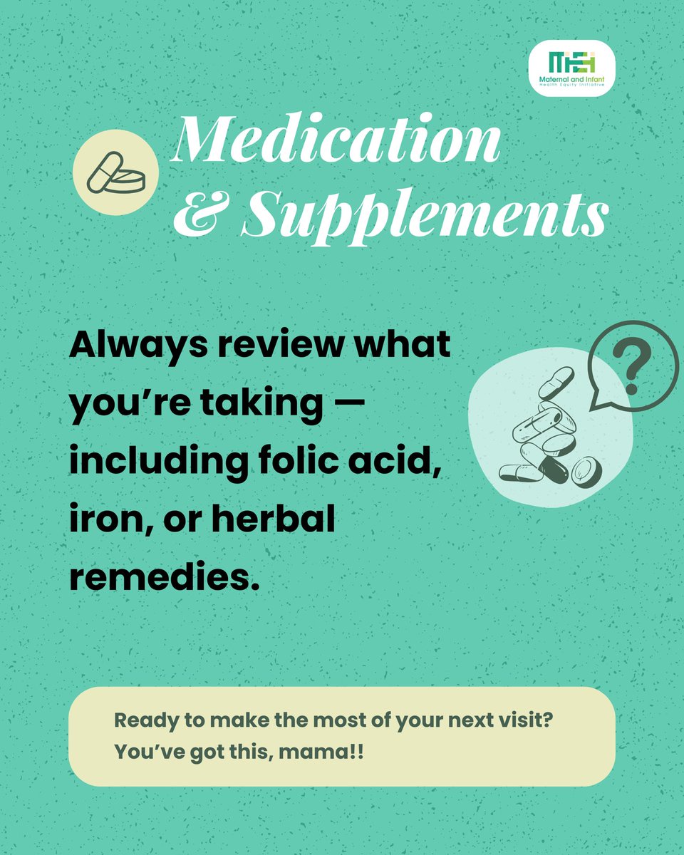 Antenatal care isn’t just a routine — it’s protection. 
Here are 4 things you should never skip during your visits:
✔️ Checkups
✔️ Lab tests
✔️ Asking questions
✔️ Reviewing meds/supplements

Your health matters. So does your care.
#MIHEICares #AntenatalCare