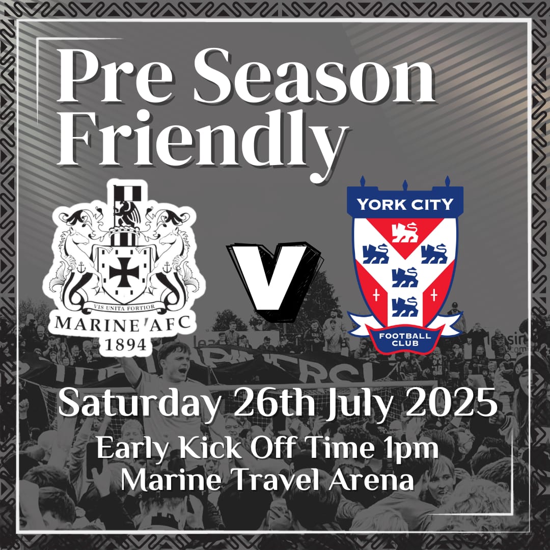 📆 Our pre-season friendly at home to York City on Saturday 26th July will now take place at an earlier kick-off time of 1pm.

#WeAreMarine