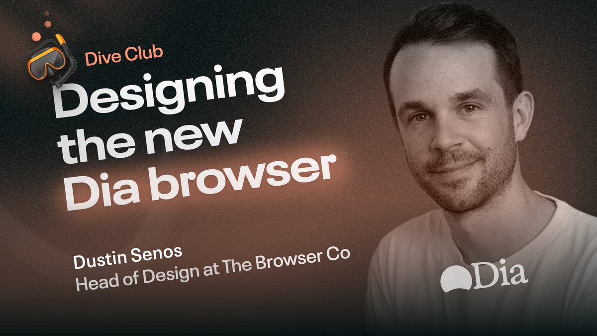 Just released a behind-the-scenes of designing Dia with their Head of Design <a href="/dustin/">dustin senos</a> 

One of my favorite parts is hearing how their definition of "good" evolved from Arc to Dia as well as their strategy for AI interaction patterns 👀

Enjoy 👇
youtube.com/watch?v=sbQCYm…