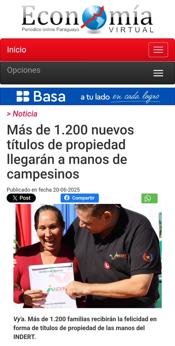 Más de 1.200 nuevos títulos de propiedad llegarán a manos de campesinos economiavirtual.com.py/web/pagina-gen… vía @economiaVPy