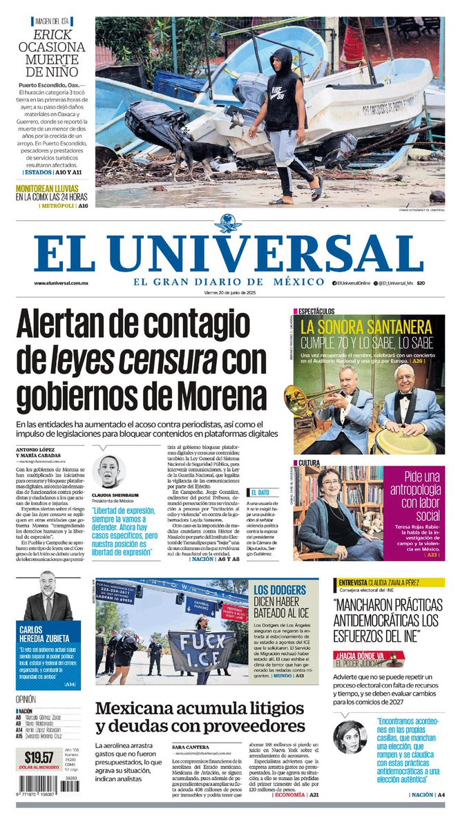 sergiofimbres's tweet image. 📰 Busca la 4T eliminar fiscalías autónomas

📰 Alertan de contagio de leyes censura con gobiernos de Morena

📰 Permanece economía mexicana estancada

📰 Avanza CURP biométrica anticorrupción 

#Portadas #PrimerasPlanas #EnPortada #FelizViernes