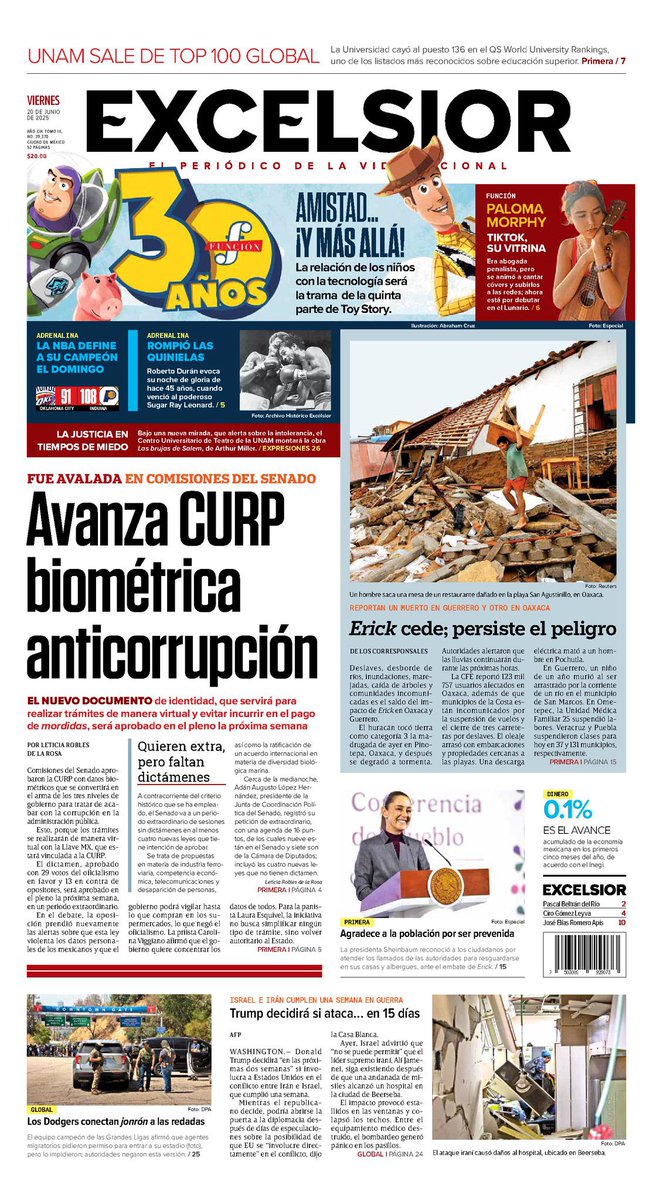 sergiofimbres's tweet image. 📰 Busca la 4T eliminar fiscalías autónomas

📰 Alertan de contagio de leyes censura con gobiernos de Morena

📰 Permanece economía mexicana estancada

📰 Avanza CURP biométrica anticorrupción 

#Portadas #PrimerasPlanas #EnPortada #FelizViernes