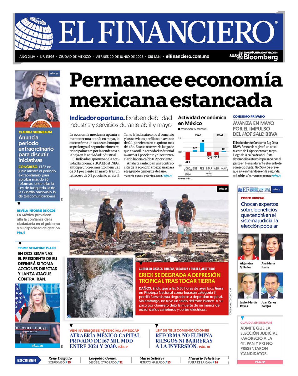 sergiofimbres's tweet image. 📰 Busca la 4T eliminar fiscalías autónomas

📰 Alertan de contagio de leyes censura con gobiernos de Morena

📰 Permanece economía mexicana estancada

📰 Avanza CURP biométrica anticorrupción 

#Portadas #PrimerasPlanas #EnPortada #FelizViernes