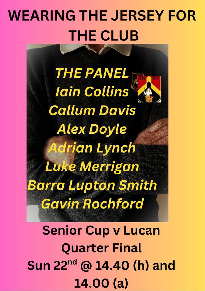 This weekend it’s a 3rd engagement with Newlands for our Jimmy Bruen team and a Quarter Final clash with Lucan for the Senior Cup team. 💪👊⚫️🟡🔴