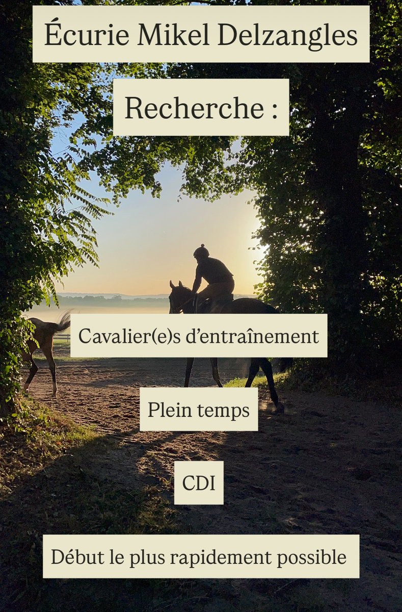 L’écurie recrute !!