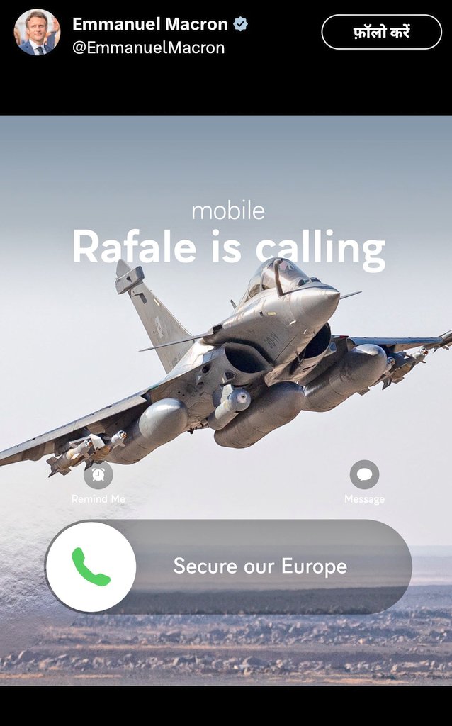 "Israel must not delay any longer!

Benjamin Netanyahu should finalize the Rafale deal with France immediately. The time has come to deliver a crushing response to Iran-backed terrorism.India is a shining example — when Pakistan provoked, 

India struck back decisively with