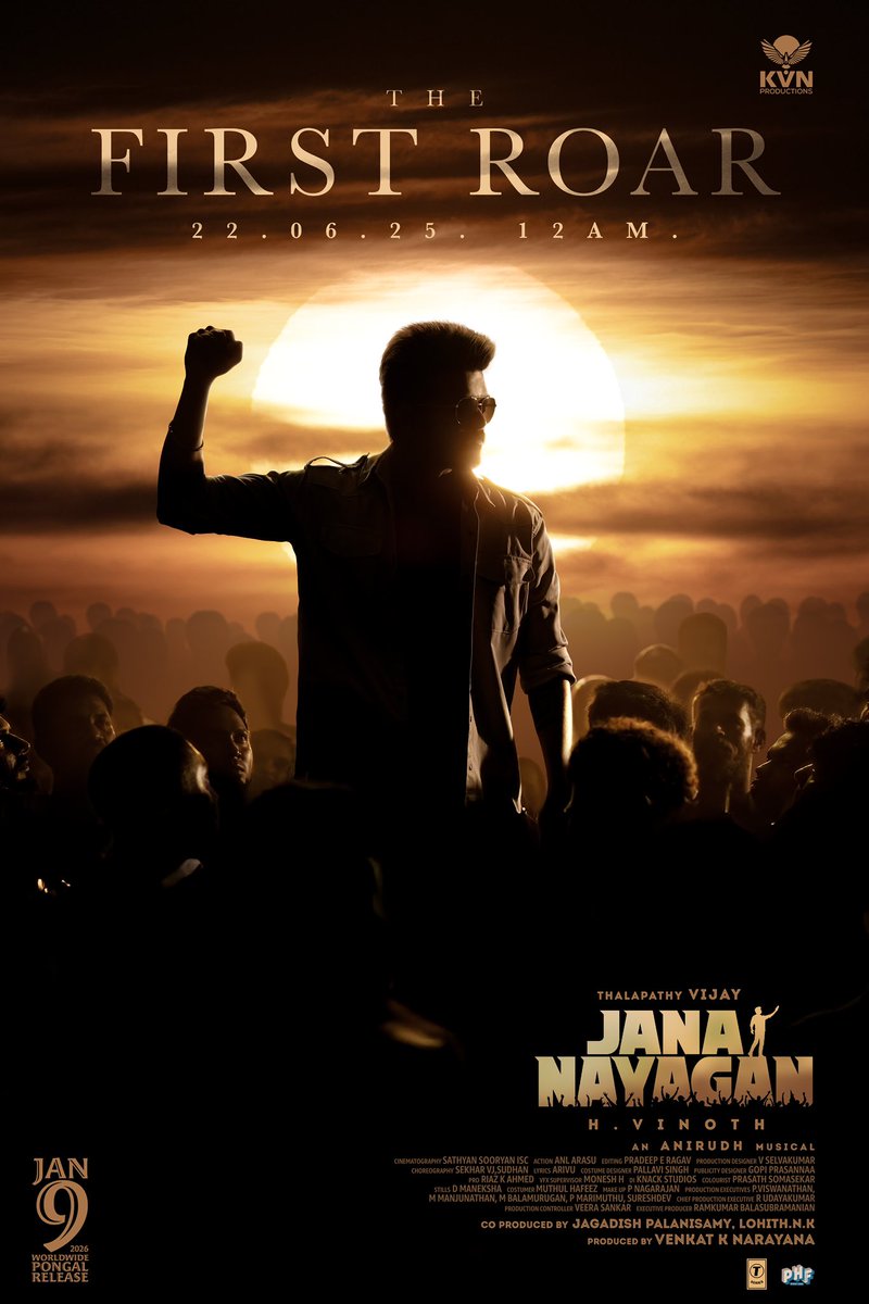 Lohith NK (@lohithnk01) on Twitter photo Insta:
A lion is always a lion
& his first roar is incoming 🔥
June 22 | 12.00 AM
#JanaNayaganTheFirstRoar
#JanaNayakan
#Thalapathy <a href="/actorvijay/">Vijay</a> Na
#HVinoth <a href="/hegdepooja/">Pooja Hegde</a> <a href="/anirudhofficial/">Anirudh Ravichander</a> @iambobbydeol <a href="/mamitha_baiju/">Mamitha baiju</a> <a href="/Jagadishbliss/">Jagadish</a> Insta:
A lion is always a lion
& his first roar is incoming 🔥
June 22 | 12.00 AM
#JanaNayaganTheFirstRoar
#JanaNayakan
#Thalapathy <a href="/actorvijay/">Vijay</a> Na
#HVinoth <a href="/hegdepooja/">Pooja Hegde</a> <a href="/anirudhofficial/">Anirudh Ravichander</a> @iambobbydeol <a href="/mamitha_baiju/">Mamitha baiju</a> <a href="/Jagadishbliss/">Jagadish</a>
