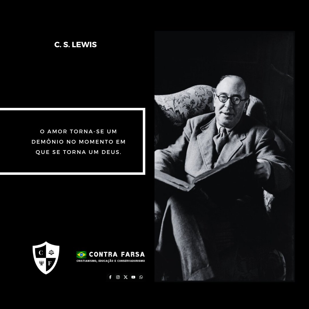 ContraFarsaBr's tweet photo. C. S. Lewis (1898-1963) foi um escritor, professor e crítico literário britânico. Ficou conhecido por seu trabalho sobre literatura medieval, por suas palestras e escritos cristãos, como também pela série de sete livros de ficção e fantasia intitulada “As Crônicas de Nárnia”. https://t.co/EohQoLQKJ0