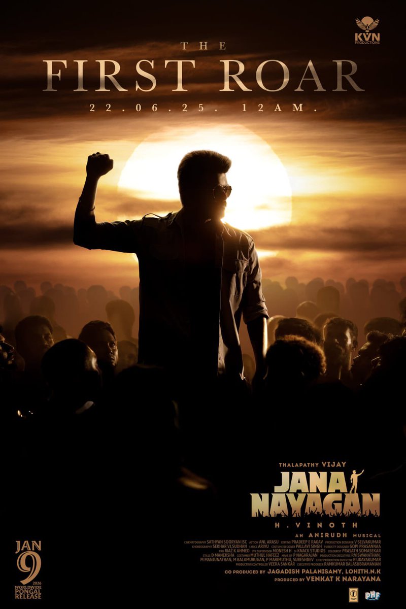 Nandhan Talkz ✨ (@nandhan_talkz) on Twitter photo #JanaNayagan 
First Roar from June 22nd 12.00 AM🔥
#ThalapathyVijay Birthday special 🤞 #JanaNayagan 
First Roar from June 22nd 12.00 AM🔥
#ThalapathyVijay Birthday special 🤞
