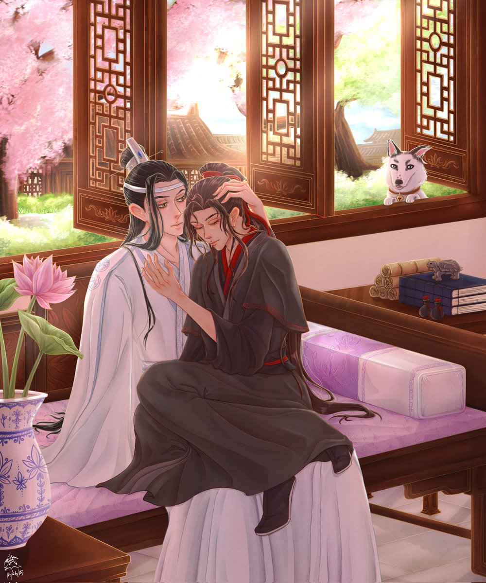 MDZS Extras: YunMeng
Been wanting to draw something inspired from that extra for a while xD +it was a joy to finally let Fairy cameo in one of these

#MDZS #wangxian #魔道祖师 #忘羡