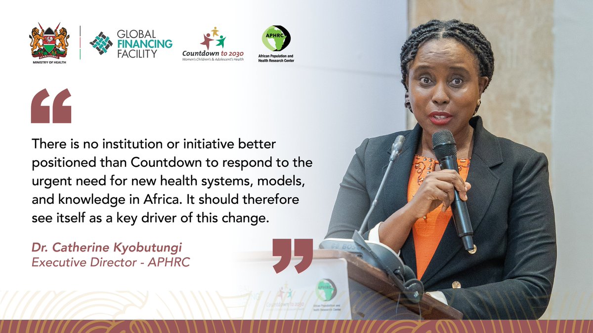 Countdown to 2030 (@countdown2030) on Twitter photo "The existing skills, expertise, knowledge, networks, & resources within <a href="/Countdown2030/">Countdown to 2030</a> is well-placed to respond to the world's need for new health systems, data systems, knowledge, and a consistent voice for building lasting & equitable systems," <a href="/CKyobutungi/">Dr. Catherine Kyobutungi Muzukulu wa Bityo</a>.
<a href="/aphrc/">APHRC</a> <a href="/theGFF/">The GFF</a> "The existing skills, expertise, knowledge, networks, & resources within <a href="/Countdown2030/">Countdown to 2030</a> is well-placed to respond to the world's need for new health systems, data systems, knowledge, and a consistent voice for building lasting & equitable systems," <a href="/CKyobutungi/">Dr. Catherine Kyobutungi Muzukulu wa Bityo</a>.
<a href="/aphrc/">APHRC</a> <a href="/theGFF/">The GFF</a>