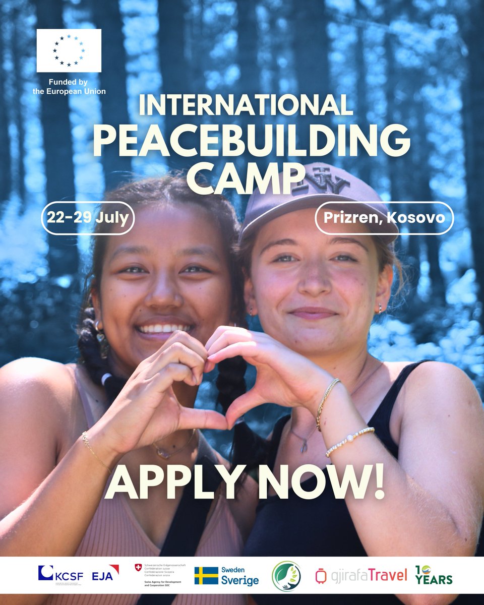 TOKA_org's tweet photo. 🌍 Are you 15-18, living in Kosovo &amp; passionate about peace? Join the International Peacebuilding Camp 2025 in Prizren, July 22–29! 🕊️ Connect with peers from Kosovo, Serbia, Israel &amp; the US. 

Apply by July 1: https://t.co/WIoAr4TjC3 #YouthForPeace #IPBC2025 https://t.co/zF5oT5vADU