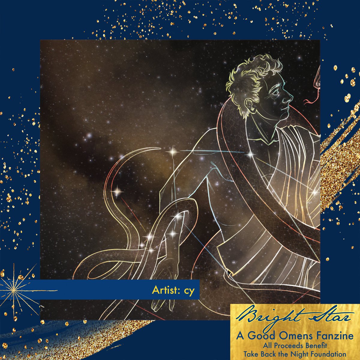 Today's lovely spotlight by Cy has the constellations of the night!

Featured in 'Bright Star', our celestial zine. All profits go towards the 'Take Back the Night Foundation'

pyracantha.itch.io/bright-star

#goodomens #brightstarzine #oowsfundraiser