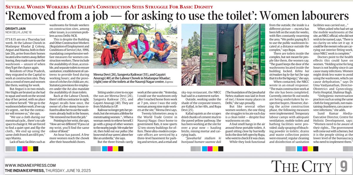 Ashwini_Deshpande (@_adeshpande) on Twitter photo No toilets. No job security. No dignity.
This is not about social norms—it’s about broken infrastructure and policy neglect.
Policymakers & researchers: Let’s stop essentializing culture and start talking about working conditions.
📸 <a href="/IndianExpress/">The Indian Express</a>, 19 June 2025 No toilets. No job security. No dignity.
This is not about social norms—it’s about broken infrastructure and policy neglect.
Policymakers & researchers: Let’s stop essentializing culture and start talking about working conditions.
📸 <a href="/IndianExpress/">The Indian Express</a>, 19 June 2025