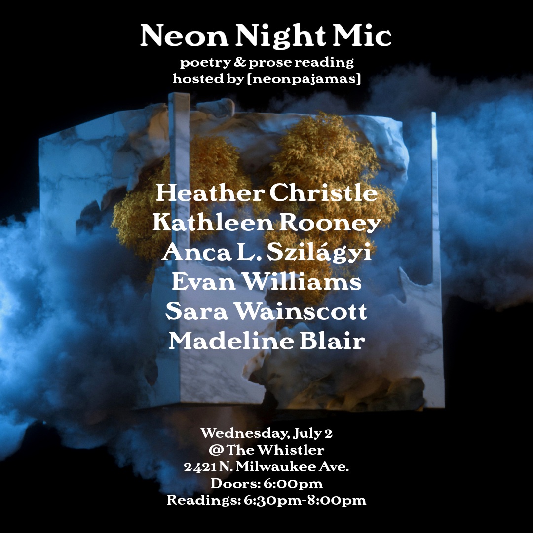 Ben Niespodziany ☁️🐋 (@neonpajamas) on Twitter photo Chicago! Dream reading lineup on July 2!
🎤 <a href="/heatherchristle/">Heather Christle</a>
🎤 Kathleen Rooney
🎤 Anca L. Szilágyi
🎤 <a href="/evansquilliams/">Evan Williams</a>
🎤 <a href="/ctrl_alt_roses/">Sara Wainscott</a>
🎤 <a href="/magnoliasskye/">maddie</a> Chicago! Dream reading lineup on July 2!
🎤 <a href="/heatherchristle/">Heather Christle</a>
🎤 Kathleen Rooney
🎤 Anca L. Szilágyi
🎤 <a href="/evansquilliams/">Evan Williams</a>
🎤 <a href="/ctrl_alt_roses/">Sara Wainscott</a>
🎤 <a href="/magnoliasskye/">maddie</a>