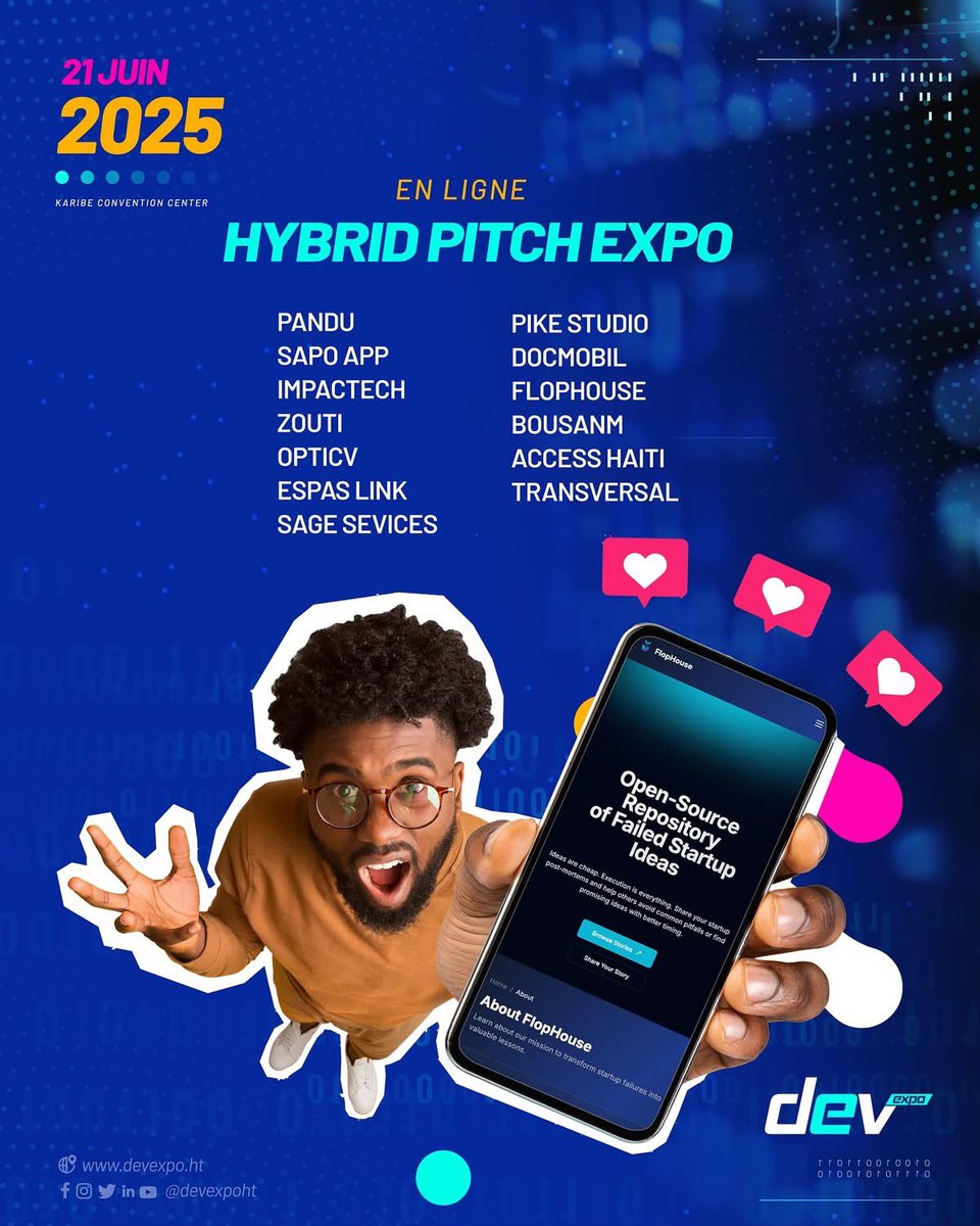 Tout sa se pou yo! 
63 startups, entreprises ak inisyativ ki nan tech AYITI!!!!

Vin rankontre yo nan <a href="/devexpoht/">Dev Expo</a> ane sa!!!! 

Tag yo! Ankouraje yo! Yap goumen pou kreye valè nan kondisyon ki difisil e se yo ki fiti ekonomi nimerik Ayiti! 
Mèsi pou ekzistans nou!