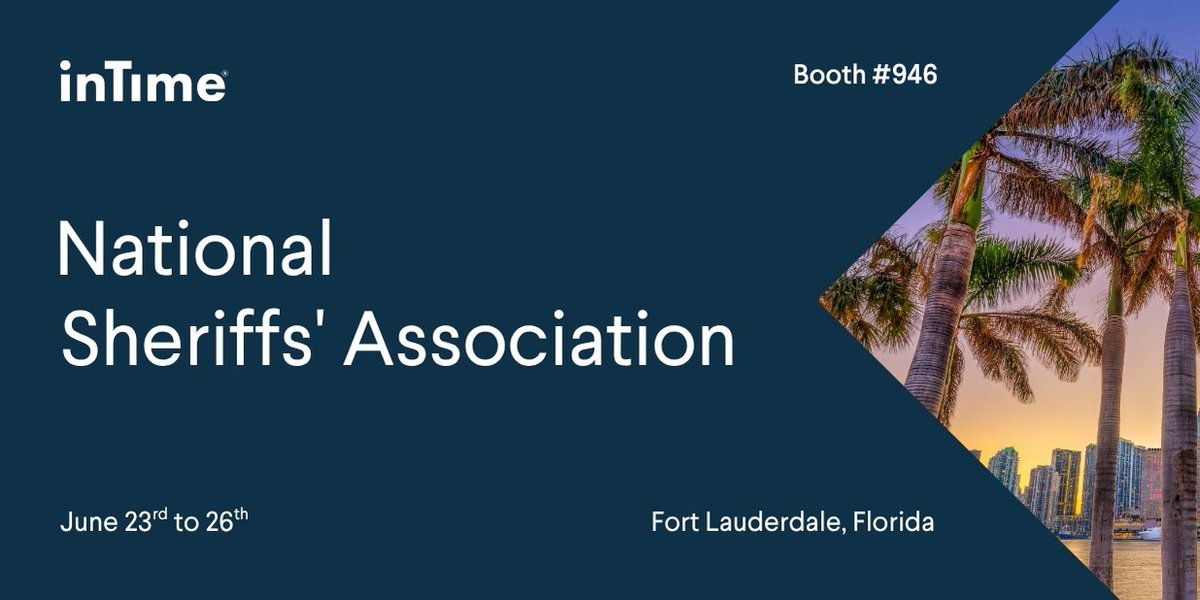 InTime_Soft's tweet image. We&apos;re headed off to the National Sheriffs&apos; Association (NSA) Conference! Make sure to find InTime at booth 946 from June 23-26th &amp;amp; find our how we&apos;re helping sheriff departments across the county.

#Sheriffs2025 #NSA