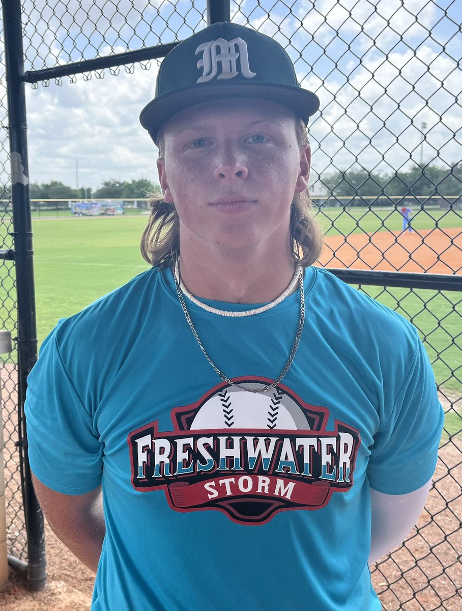 2027 C Jarred Vermillion (Melbourne HS) continues being a weapon defensively for the Freshwater Storm. He threw two more runners out today in their win at PG-Auburndale. Jarred receives, blocks and throws at a high level and it’s been on full display so far this summer.