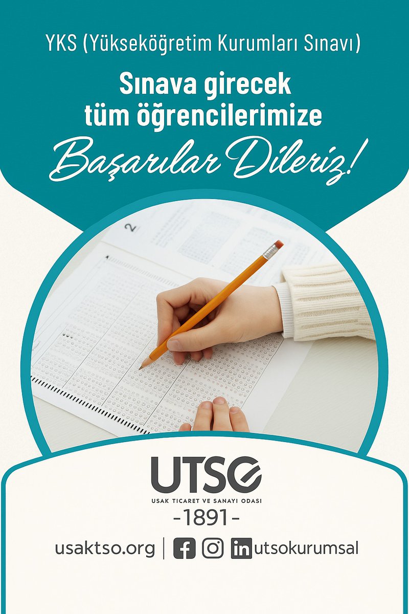 21-22 Haziran 2025 tarihlerinde yapılacak Yüksekögretim Kurumları Sınavı’na (2025-YKS) girecek tüm öğrencilerimize başarılar dilerim.
#YKS