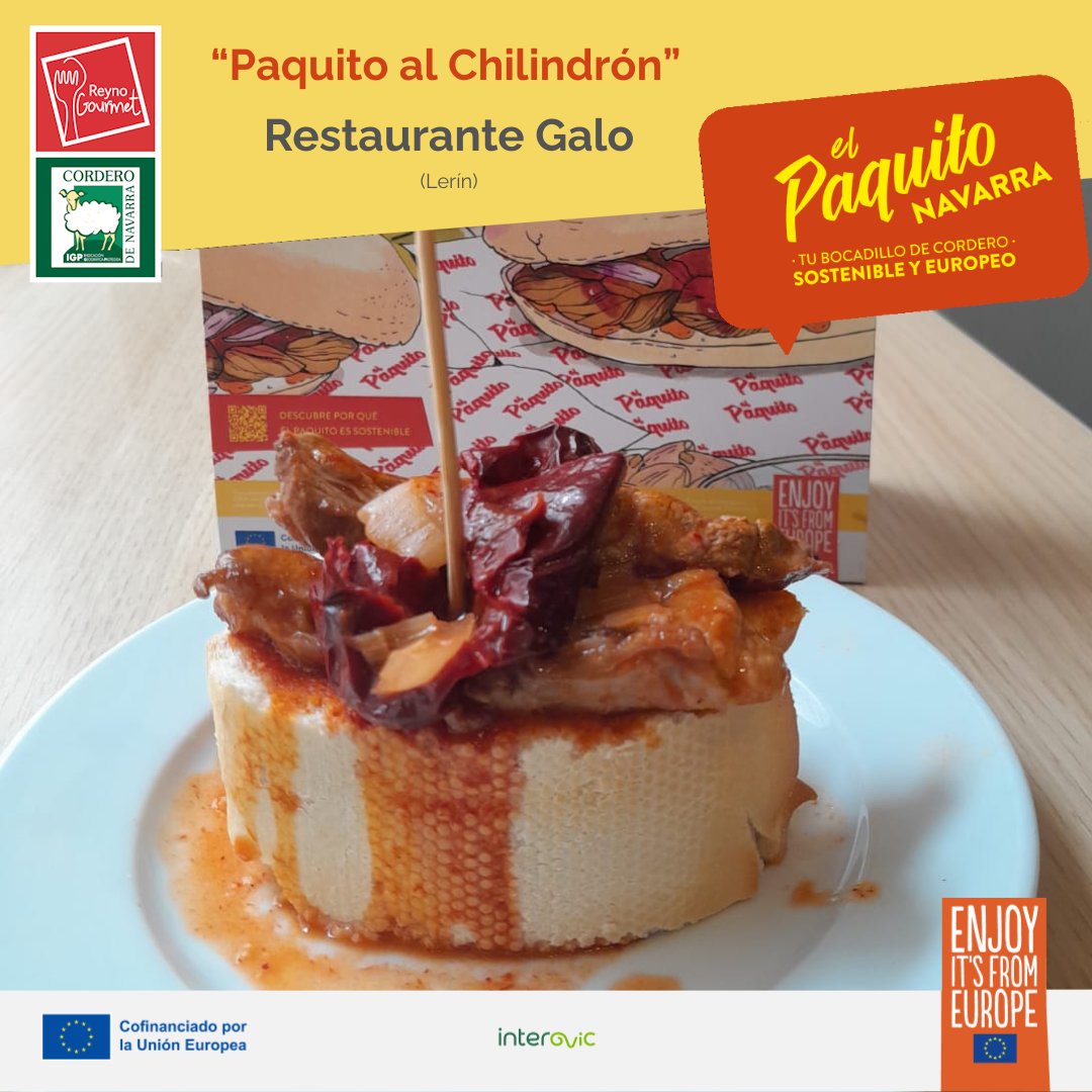 🥖 "Ruta del Paquito" de <a href="/interovic/">@Interovic</a> con IGP Cordero de Navarra - <a href="/ReynoGourmet/">reynogourmet</a>
¡Hasta el día 30 de junio!

🍽  Bar Restaurante Galo  
“Paquito al Chilindrón”
(C/ Mayor 40 bj. Lerín)