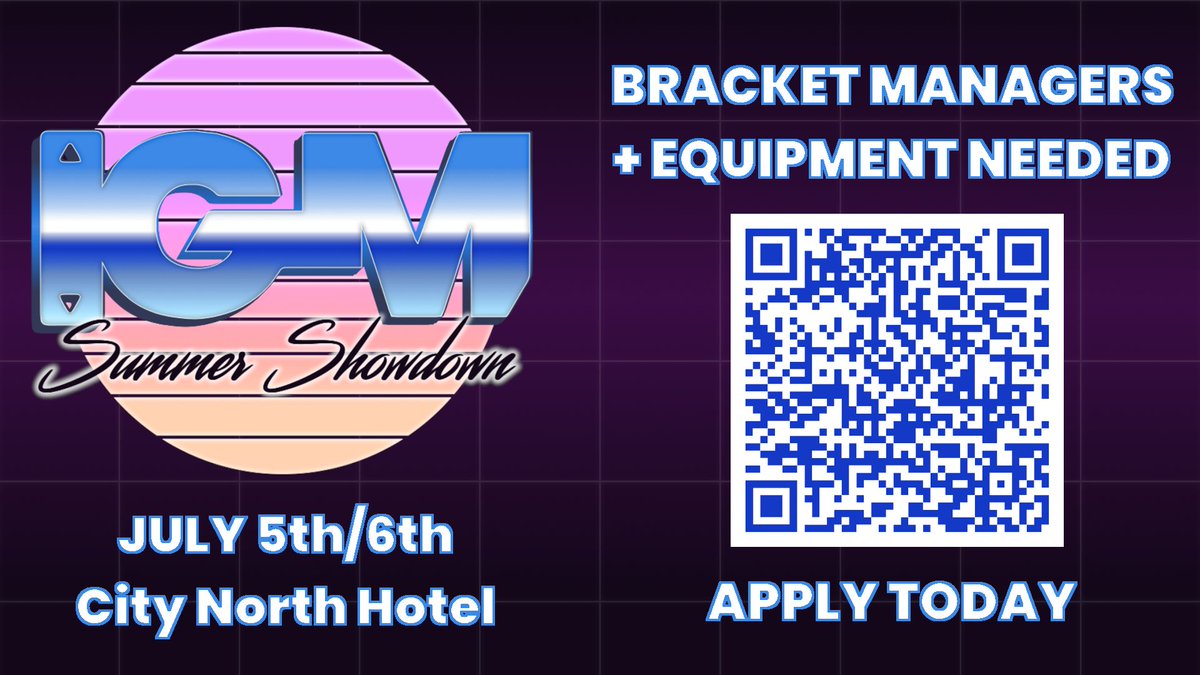 👋VOLUNTEERS NEEDED👋

Looking to help us run the tournaments at IGM Summer? We're always looking for more Bracket Managers and equipment like monitors and consoles to run the setups on. 

Apply today through the link in our bio or QR Code below

START GG SIGNUPS CLOSE IN 9 DAYS!