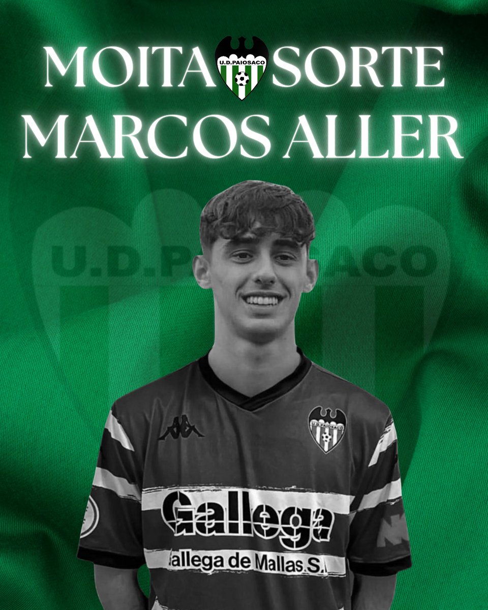 👋 DESPEDIDA 👋  

Marcos Aller non continuará na UD Paiosaco.  
Estivo só un ano con nós, pero foi un ano no que demostrou compromiso, traballo e foi unha peza importante dentro do vestiario 💪💚

Querémosche desexarche toda a sorte do mundo no futuro, Marcos! 🍀