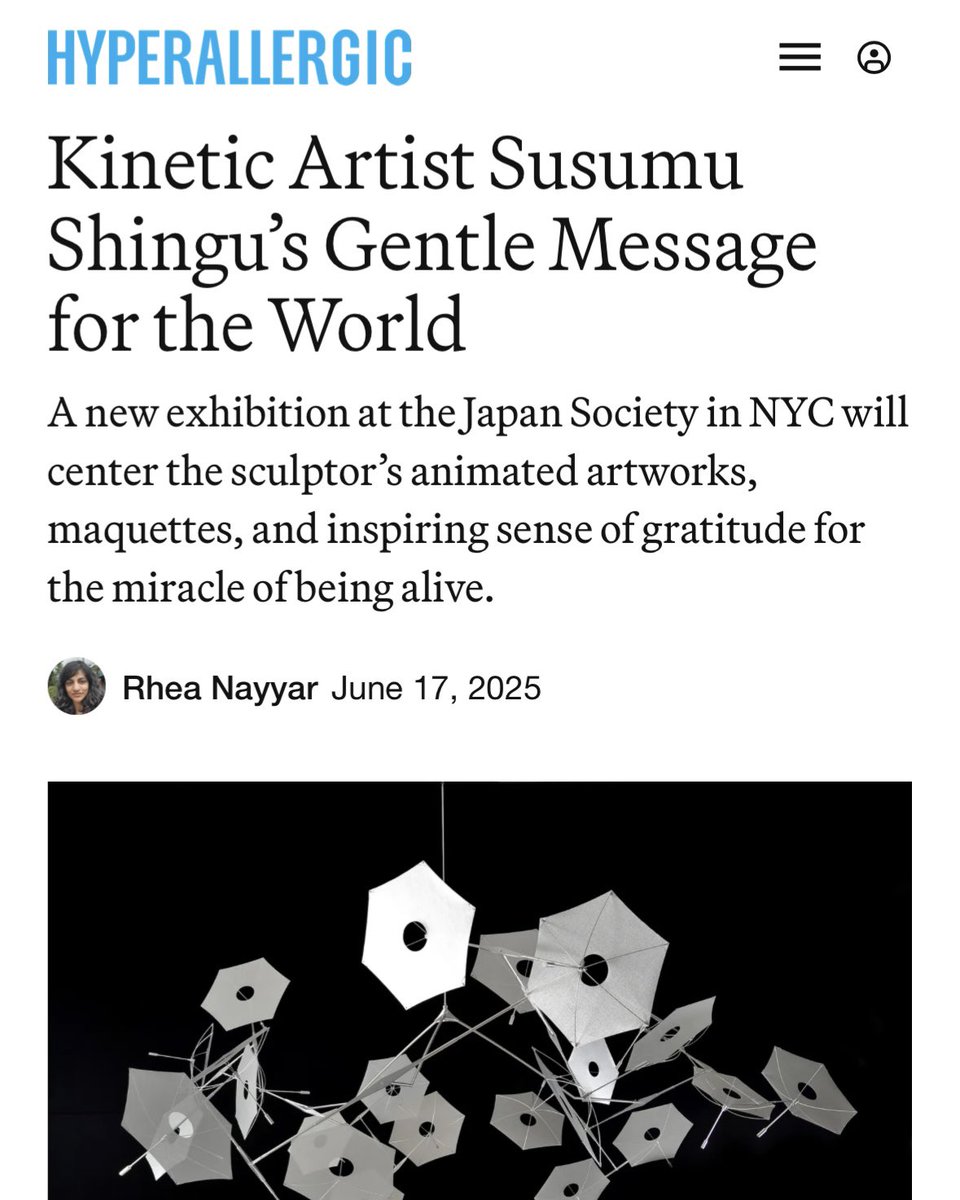 japansociety's tweet image. As featured in @hyperallergic and @tmagazine, #SusumuShinguElated is NOW ON VIEW through August 10. 🦋
Come experience the first solo U.S. museum exhibition of the acclaimed Japanese artist, known as the "sculptor of the wind." Plan your visit: japansoc.org/4ndlPLq