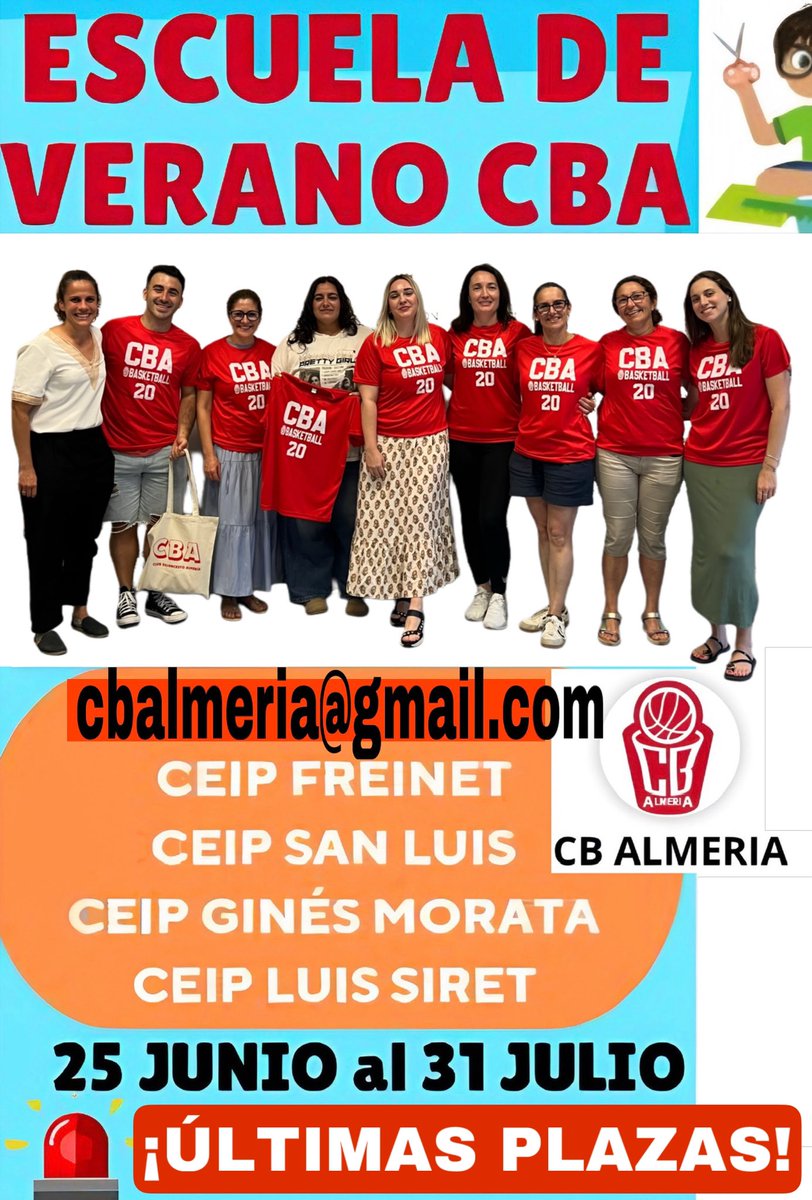 CB Almería (@cbalmeria) on Twitter photo CEIP EUROPA = COMPLETO 🏫
Resto últimas plazas. No te despistes que te quedas sin ellas 🎨🤹♀️🎼🎭🧘♂️🚿
#escuelasdeveranoCBA
cbalmeria@gmail.com
☎️ 649 90 64 14 CEIP EUROPA = COMPLETO 🏫
Resto últimas plazas. No te despistes que te quedas sin ellas 🎨🤹♀️🎼🎭🧘♂️🚿
#escuelasdeveranoCBA
cbalmeria@gmail.com
☎️ 649 90 64 14