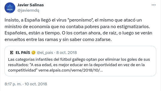 7 años replicando exactamente todo el recorrido del kirchnerismo. Y hasta salteándose la "etapa Macri" para pasar directo al modus operandi del Capitán Beto.