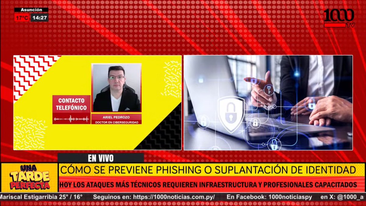 "Se necesitan personas con discernimiento técnico, ético y estratégico. No podemos dejar decisiones clave en manos de quienes no comprenden el ecosistema digital actual". 

Ariel Pedrozo, doctor en ciberseguridad /<a href="/pablovaldezpy/">Pablo Valdez</a> <a href="/jotaemartinez/">Javier Eduardo Martinez</a> #UnaTardePerfecta #1000am