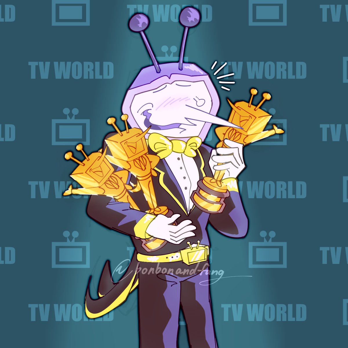 Oomf wanted me to draw Tenna winning a Grammy. So I did! He deserves it! #Deltarune #Tenna