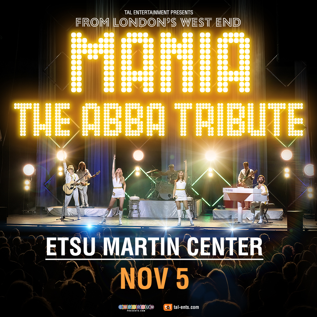 🪩MANIA: The ABBA Tribute is coming to the ETSU Martin Center on November 5! Don’t miss your chance to dance, sing, and relive all the iconic ABBA hits live on stage.

🎟 Find tickets at bit.ly/MANIATheABBATr…. Tickets range from $19.50 - $79.50 (+ tax &amp; fees).