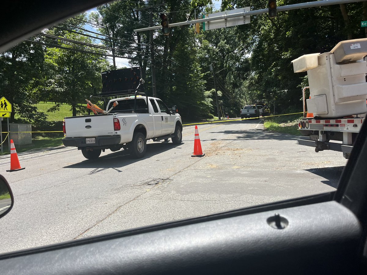Bradley Blvd CLOSED/BLOCKED between Kennedale Drive and River Rd., Potomac, utility poles, damaged, wires down, trees down, road blocked