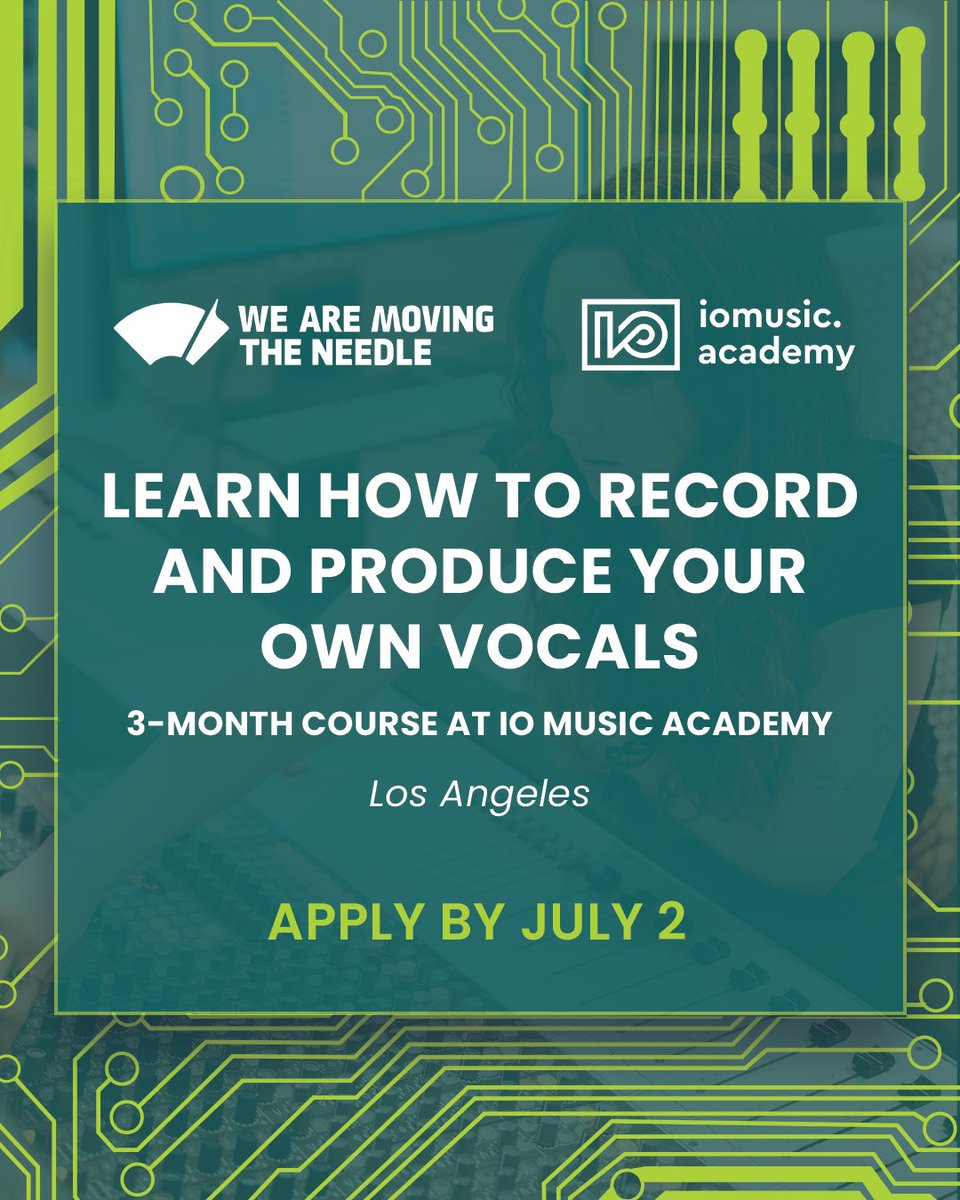 We Are Moving The Needle (@wamtn) on Twitter photo Ready to take your vocal recording and production skills to the next level?🎤🙌
We Are Moving The Needle is proud to partner with <a href="/IOMusicAcademy/">IO Music Academy</a> to offer a scholarship to attend their Vocal Chops course in Los Angeles!
Applications due JULY 2. Ready to take your vocal recording and production skills to the next level?🎤🙌
We Are Moving The Needle is proud to partner with <a href="/IOMusicAcademy/">IO Music Academy</a> to offer a scholarship to attend their Vocal Chops course in Los Angeles!
Applications due JULY 2.