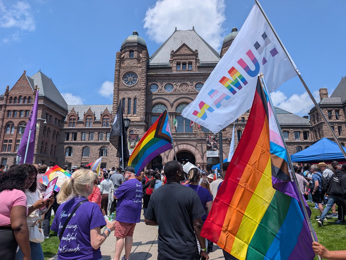 ontarionurses's tweet image. Today ONA members and staff joined the Rally for +2SLGBTQIA Freedom at Queen&apos;s Park. It&apos;s time for decision-makers and politicians to take real action to protect the rights of equity-deserving groups amidst rising hate crimes.