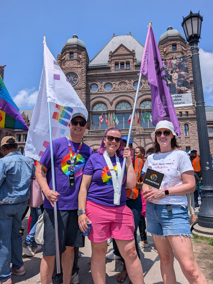 ontarionurses's tweet image. Today ONA members and staff joined the Rally for +2SLGBTQIA Freedom at Queen&apos;s Park. It&apos;s time for decision-makers and politicians to take real action to protect the rights of equity-deserving groups amidst rising hate crimes.