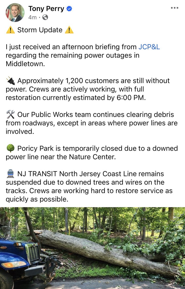 ⚠️ STORM UPDATE FROM MAYOR <a href="/TonyPerryNJ/">Mayor Tony Perry</a> ⚠️