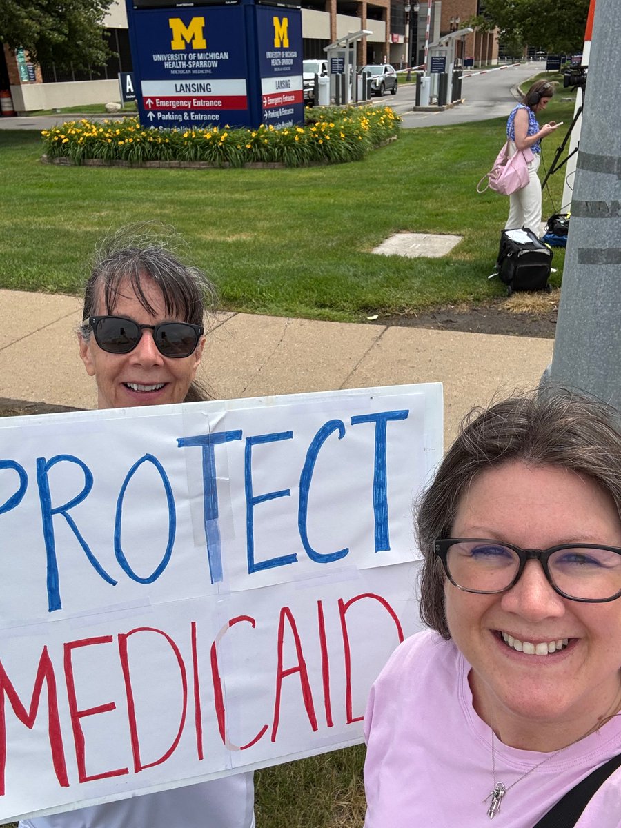 Meghan Groen, chief deputy director for Health Services and Michigan's Medicaid director, stopped by a rally with residents concerned about proposed federal cuts to Medicaid and their impact on families and health care jobs in Michigan.