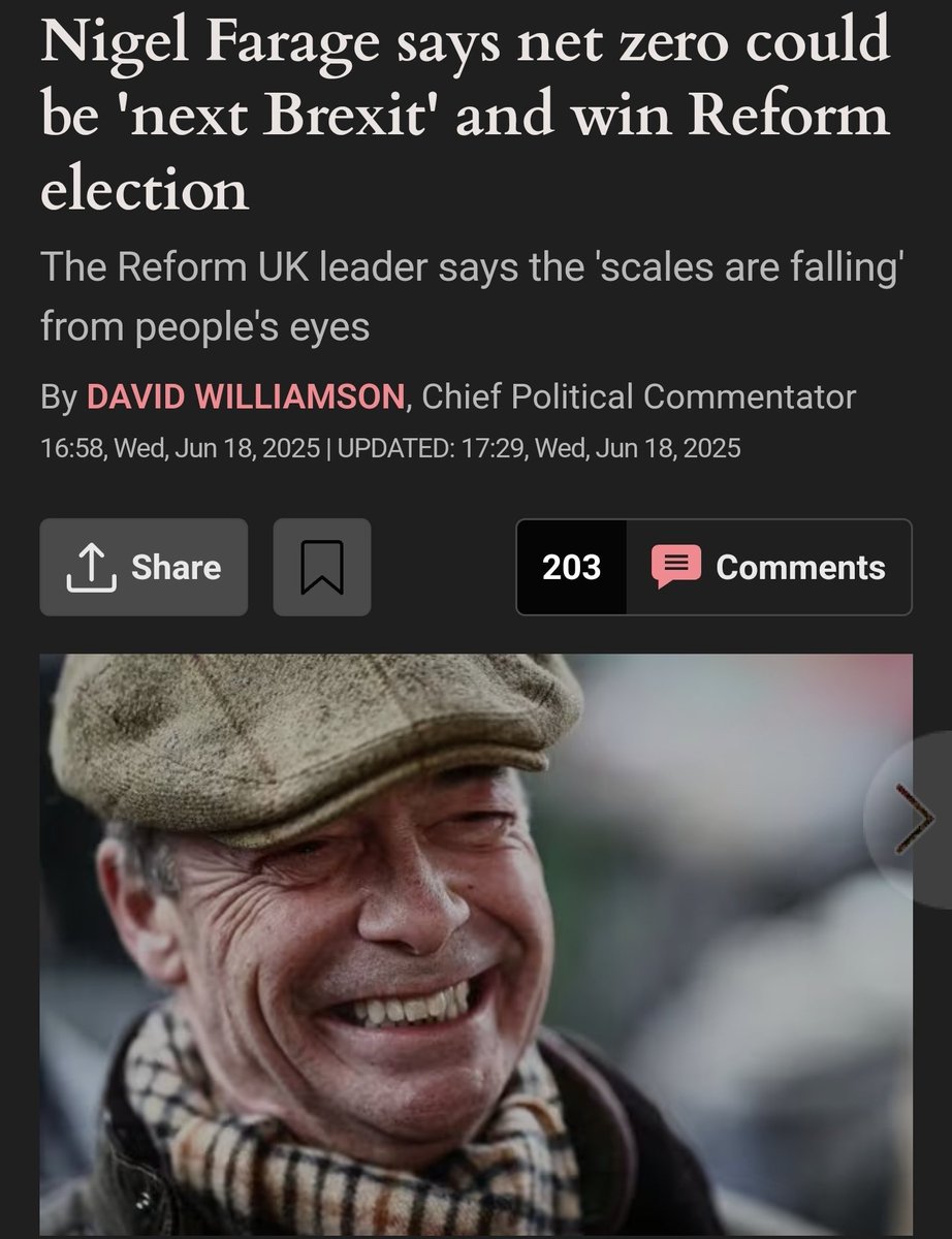 "Speaking at a Heartland UK and Europe event, he said politicians and the media were gripped in a “mania” on net zero but predicted – as with Brexit – voters in the UK may set the country on a very different path.

"“The scales are falling from people’s eyes,” he said.

"Mr