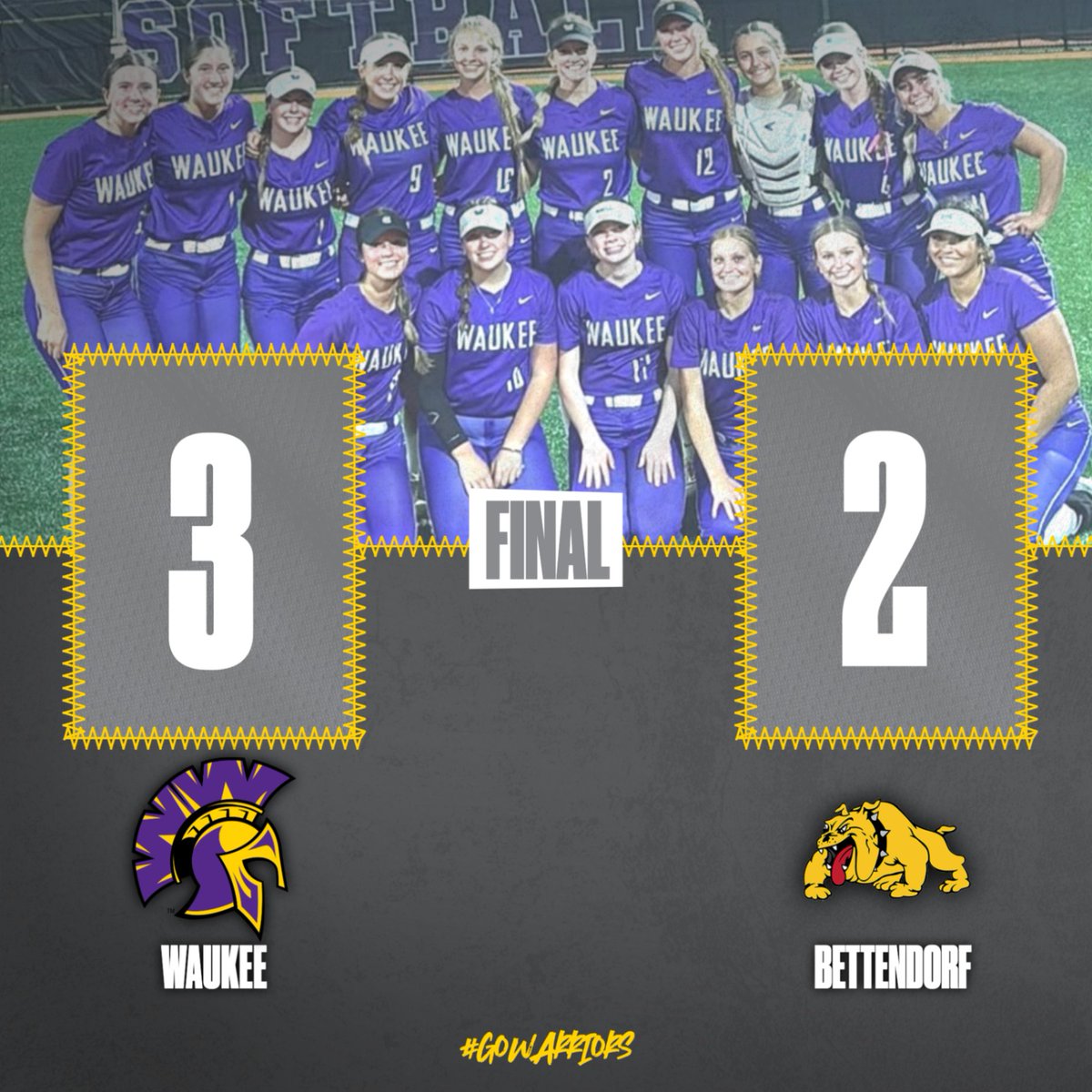 Waukee takes game 1 vs Bettendorf at today's Jack North Softball Tournament. Next: Muscatine at 12:45pm. 🥎
#GoWarriors