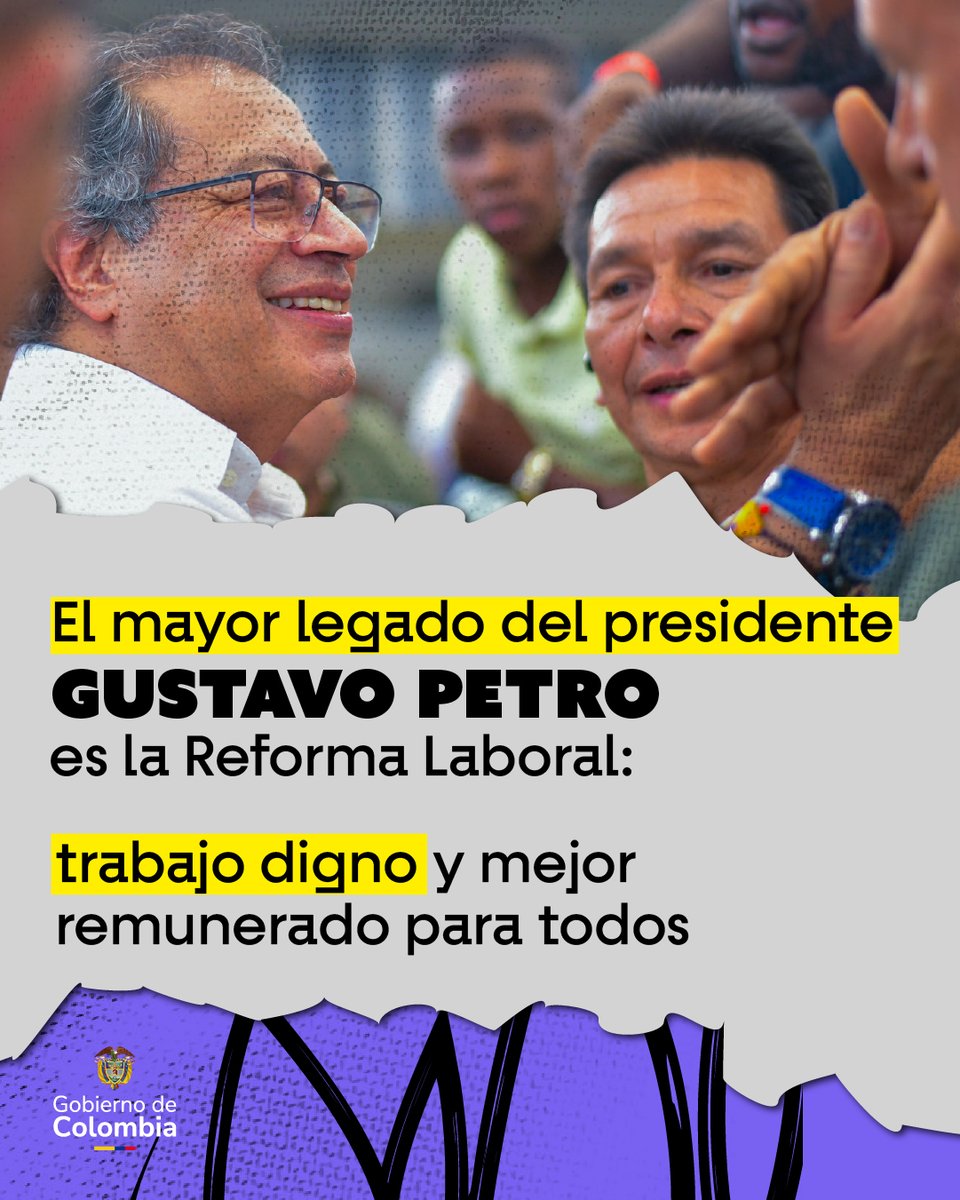 Presidencia Colombia 🇨🇴 (@infopresidencia) on Twitter photo La Reforma Laboral cumple una de las promesas del Gobierno: justicia laboral y social ✊🏽.
Es el mayor legado del Presidente <a href="/petrogustavo/">Gustavo Petro</a> 🇨🇴, que garantiza los derechos de los trabajadores.
Porque trabajar con dignidad sí es posible.
#ElTrabajoDignoEsLey La Reforma Laboral cumple una de las promesas del Gobierno: justicia laboral y social ✊🏽.
Es el mayor legado del Presidente <a href="/petrogustavo/">Gustavo Petro</a> 🇨🇴, que garantiza los derechos de los trabajadores.
Porque trabajar con dignidad sí es posible.
#ElTrabajoDignoEsLey