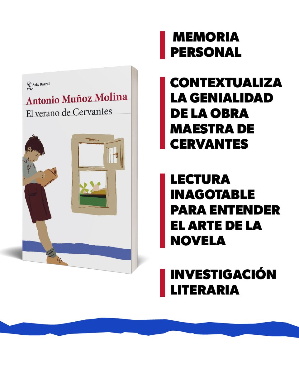 En palabras del propio Muñoz Molina, «un tema central en la novela es el modo en que las ficciones afectan a la mente humana, la nutren, la entretienen y pueden trastornarla cuando no sabe distinguirlas de la realidad.», sobre  ‘El verano de Cervantes’

#Cervantes #DonQuijote