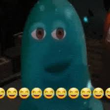memestorer's tweet photo. blob blue jelly turquoise teal guy bob B.O.B monsters vs aliens monster versus alien look around blink smirk laugh empty smile emoji laugh inside done blank stare staring looking meme reaction everything life lately tired hollow two eyes eye drawing illustration gifs gif working https://t.co/4CjxuXleYC