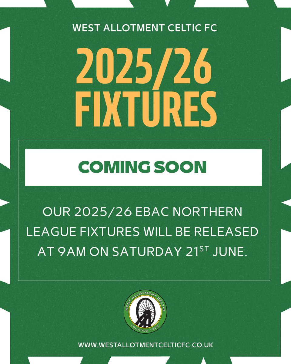 wacfc's tweet photo. 📅 FIXTURE RELEASE DAY INCOMING!
The wait is over — football is BACK!

This Saturday at 9am, the Ebac Northern League fixtures drop.

We’ll find out where our journey starts, who we face on day one, and where we’ll be on the final day 👊

Keep your eyes peeled 👀 https://t.co/JNIdXZOSyN