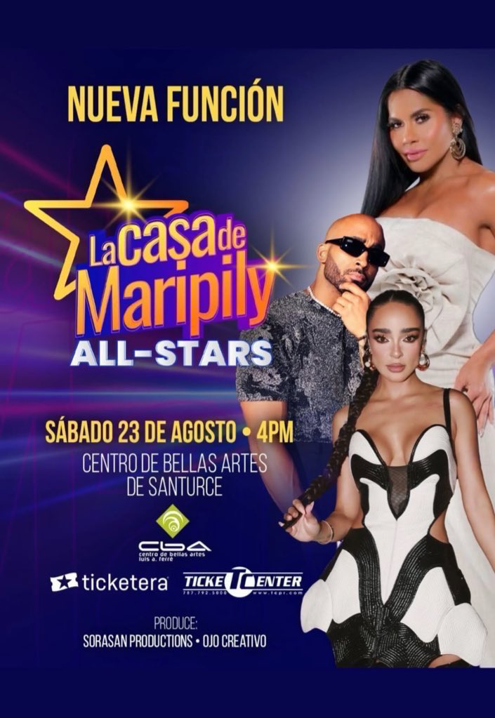Marimar (@shantalmarie56) on Twitter photo La Casa de Maripily All-Stars 🏠
#MaripilyObraAllstars
#MaripilyRivera
#caramelik
<a href="/FanyFD7/">Fany💕</a>
<a href="/iamnahonaypr/">Naay🥷🏽🇵🇷| CHAMPS🍬🌪</a>
<a href="/noacomungirl/">Lonely 🖤</a>
<a href="/JefeTLMD/">TEAM | Maripily 🇵🇷 & Caramelo 🍬</a>
Regresa más Caliente compra tu boleto 🎫
💻ticketera.com o ticketcenter.com La Casa de Maripily All-Stars 🏠
#MaripilyObraAllstars
#MaripilyRivera
#caramelik
<a href="/FanyFD7/">Fany💕</a>
<a href="/iamnahonaypr/">Naay🥷🏽🇵🇷| CHAMPS🍬🌪</a>
<a href="/noacomungirl/">Lonely 🖤</a>
<a href="/JefeTLMD/">TEAM | Maripily 🇵🇷 & Caramelo 🍬</a>
Regresa más Caliente compra tu boleto 🎫
💻ticketera.com o ticketcenter.com
