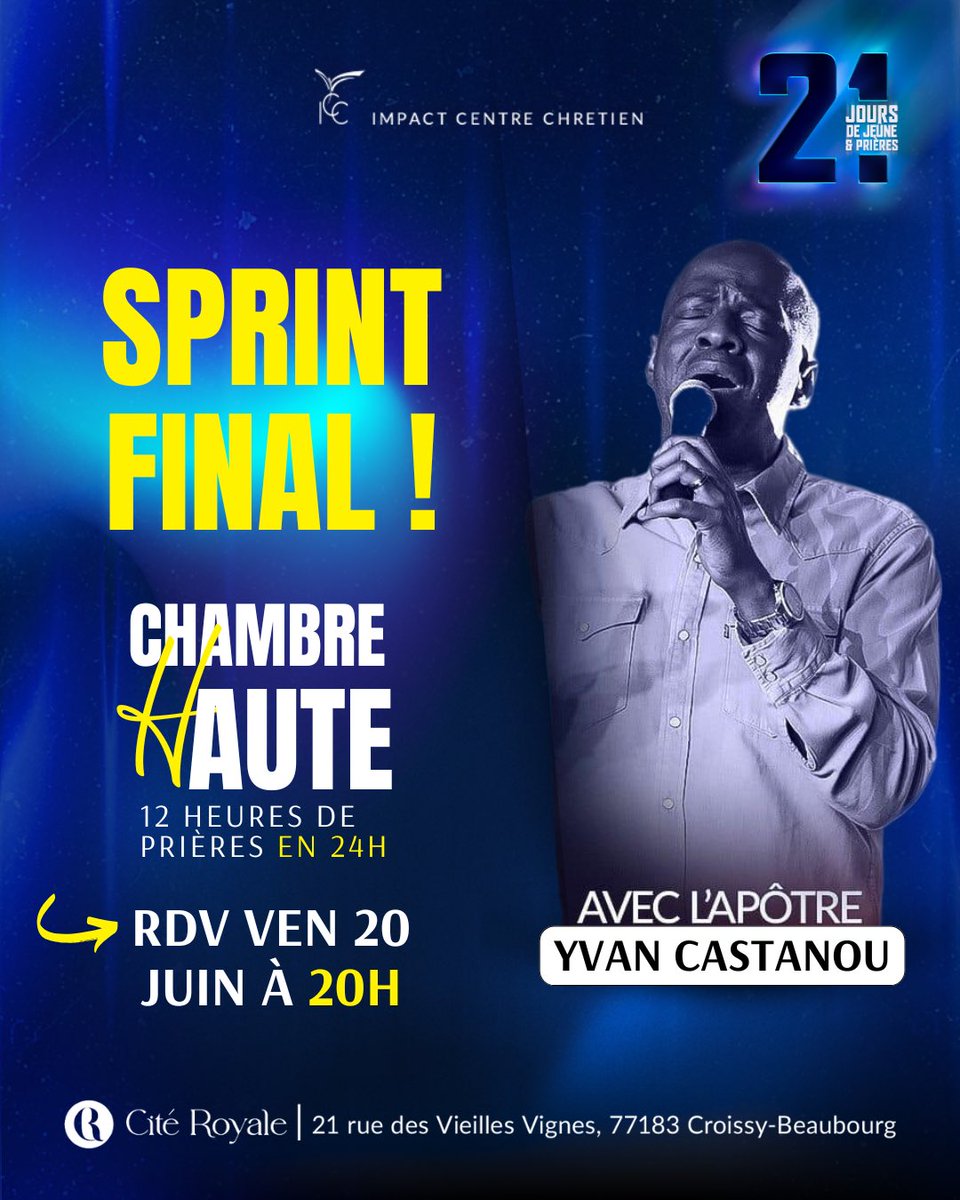 21 jours de jeûne et prières + 1 clôture🔥🙌

▶️ Rendez-vous dans quelques minutes pour le sprint final ! en présentiel ou sur la chaîne YouTube ICC TV
